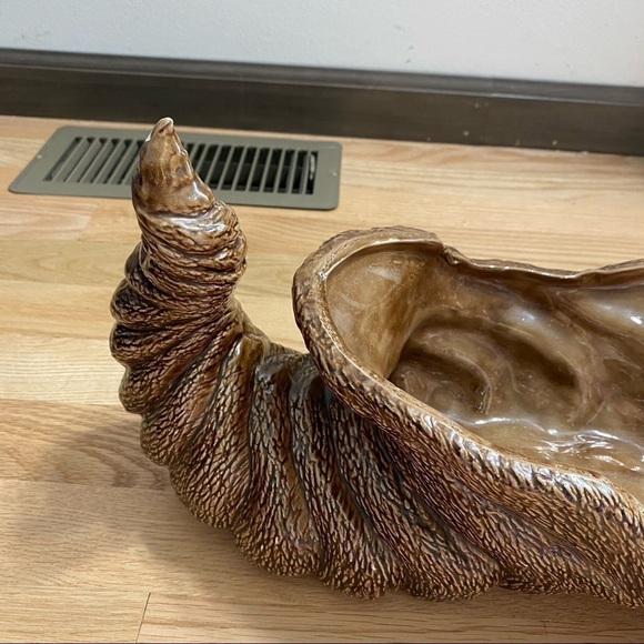 Vintage Ceramic Cornucopia Brown Thanksgiving Fall Decoration - Picture 3 of 10